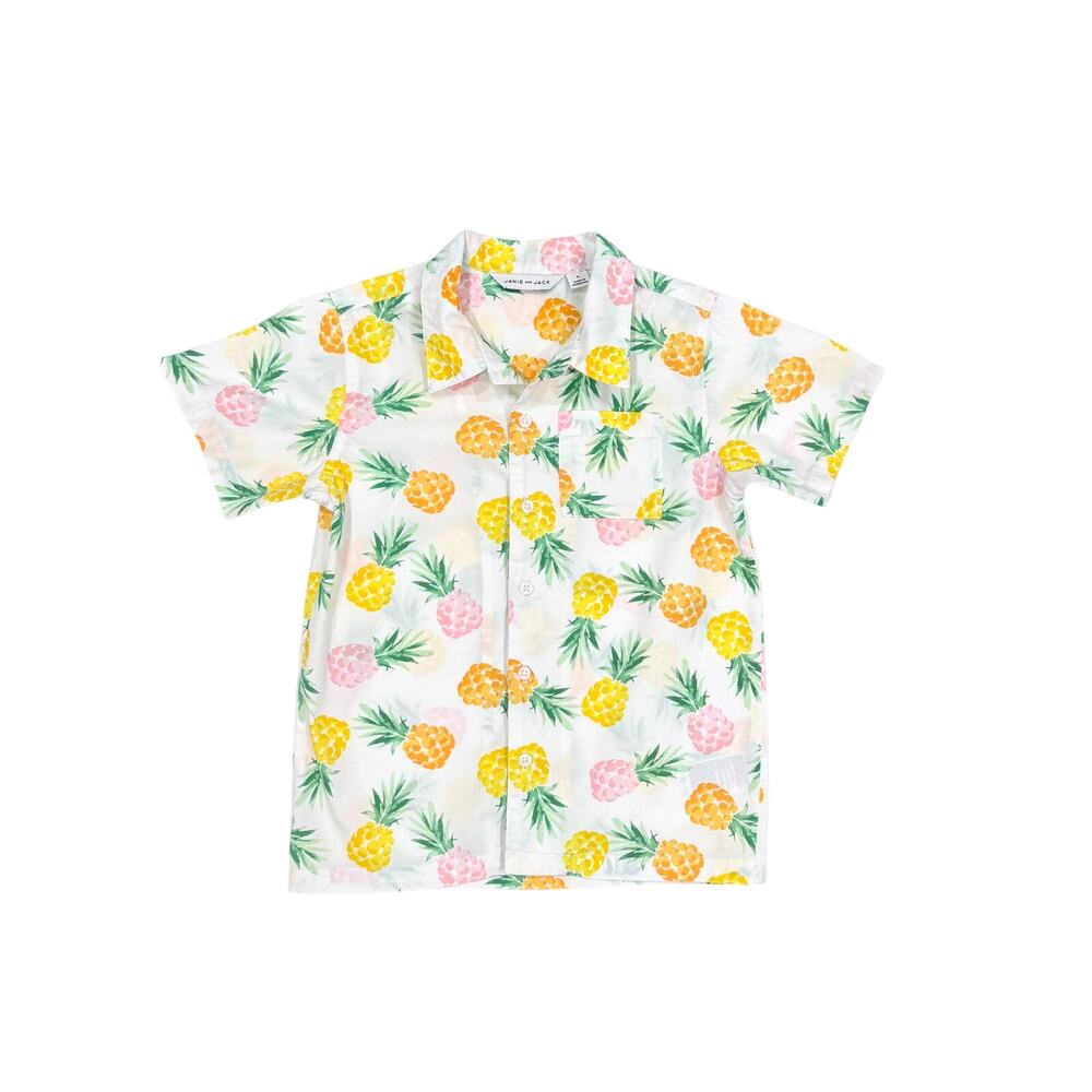 Janie and Jack Boys Pineapple Cabana Shirt
